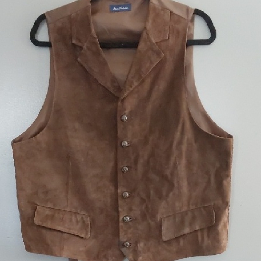Paul Fredrick Brown Suede Vest - Button Front